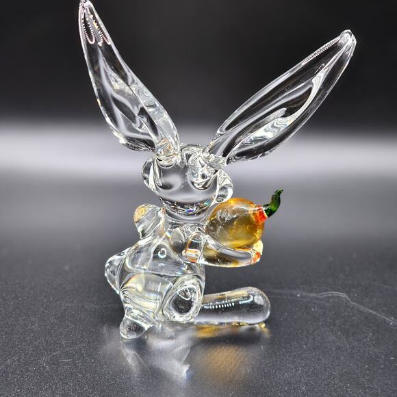 Lampwork Glass Art Bunny with a Carrot Peter Rabbit Medium Size - Picture 2 of 4